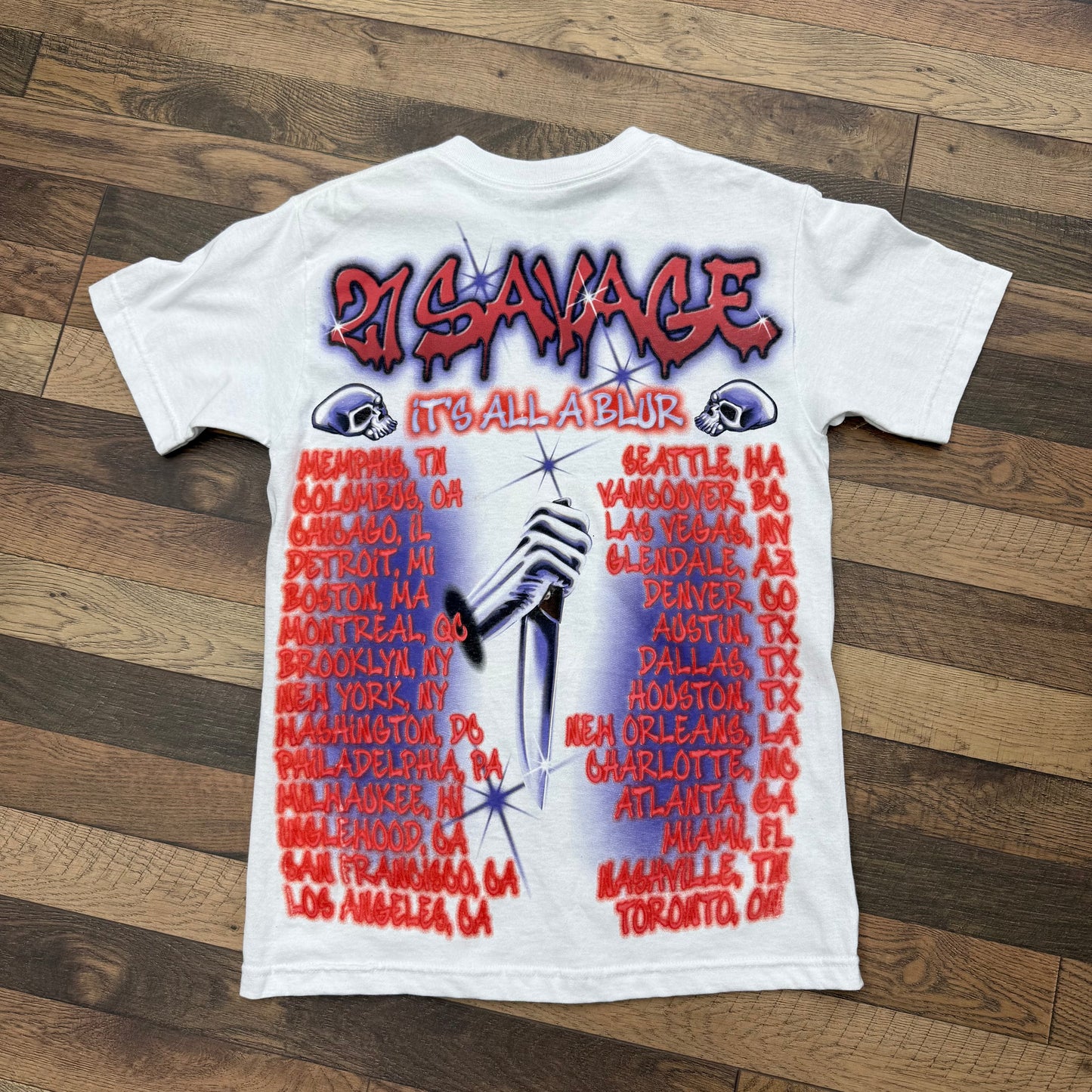 21 Savage Its All A Blur Hockey Mask Official Tour Tee Sz XXL
