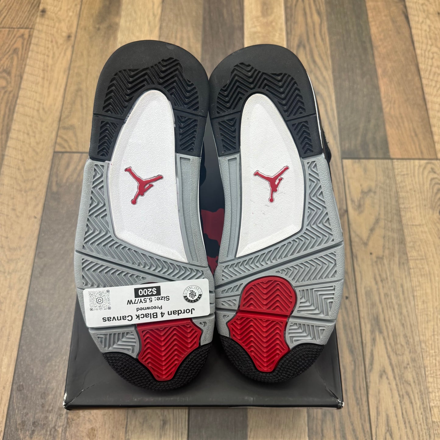 Jordan 4 Black Canvas Sz 5.5Y/7W (Preowned)